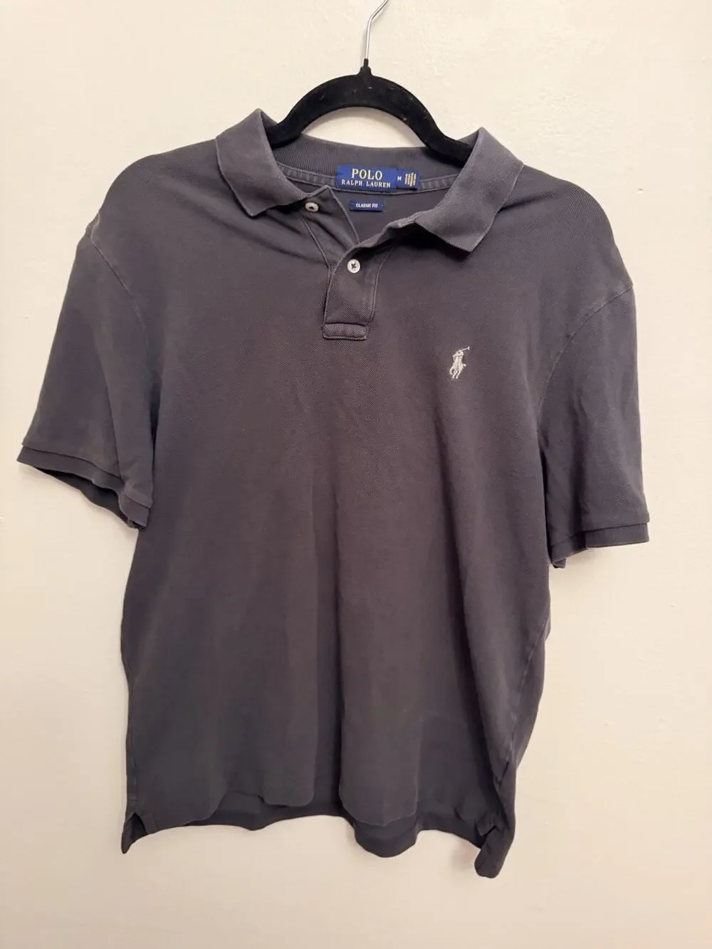Polo Ralph Lauren Shirt Mens Medium Gray Classic Fit Polo Grey Pony Stretch
